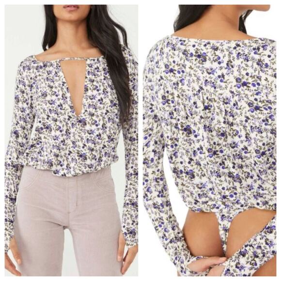 Free People Intimately Kyra Floral Bodysuit Sz Large - Picture 1 of 8